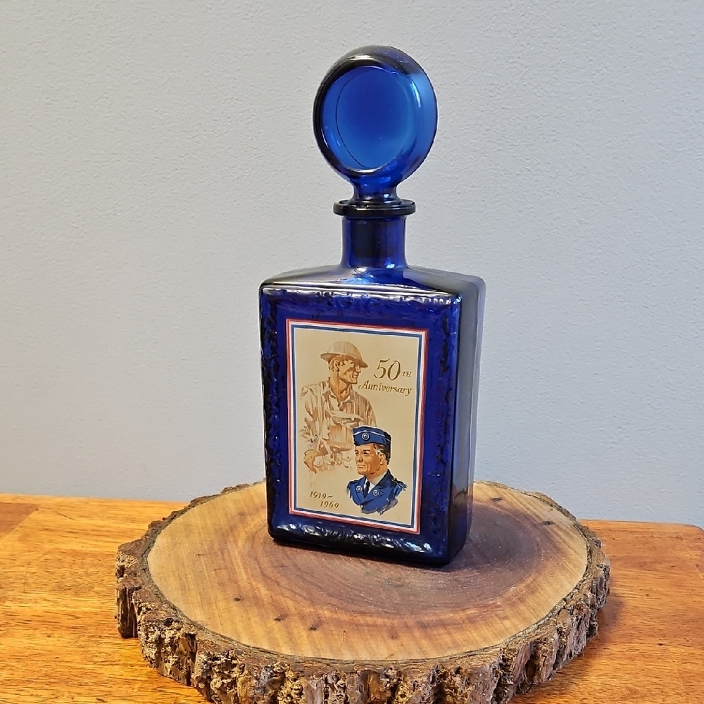 Navy Blue Commemorative Glass Vase